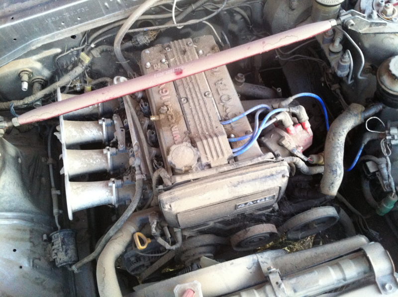 One dusty 4AGE, as it was when Colin bought the car.